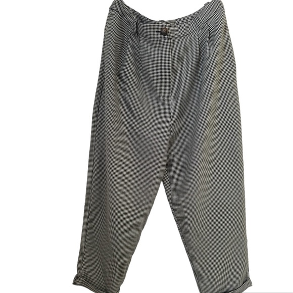 Topshop baggy houndstooth women’s “men’swear” pleated trousers SZ 8 pockets - Picture 2 of 16